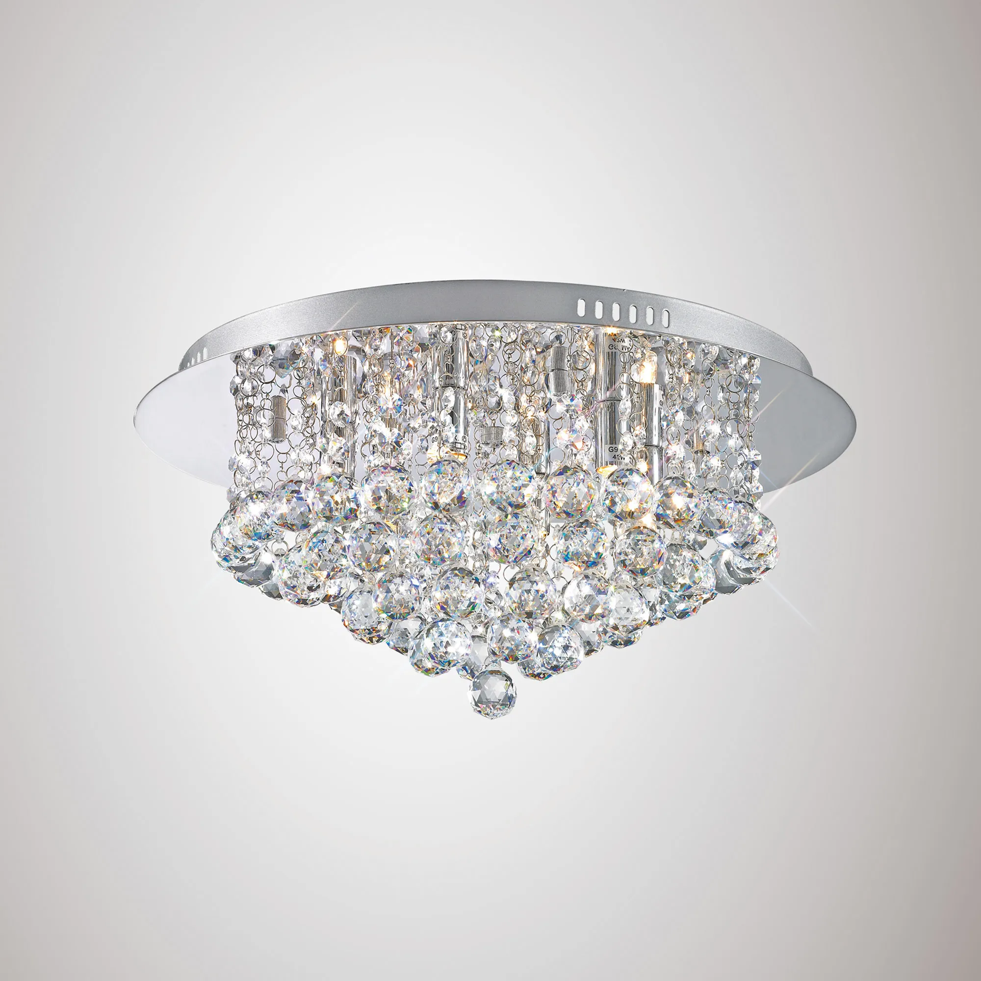 D0003  Dahlia 45cm Crystal Flush Ceiling 6 Light Polished Chrome, Clear